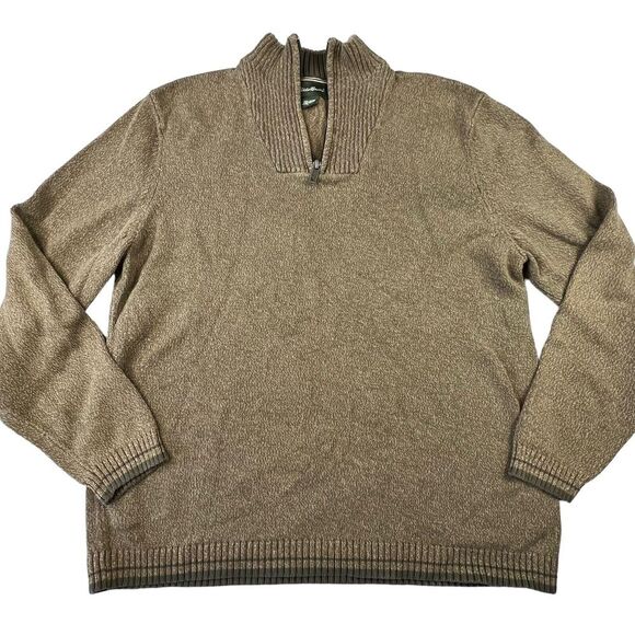 Vintage Eddie Bauer‎ Mens Sweater Size Large Quarter Zip Chunky Brown Casual - Picture 1 of 8